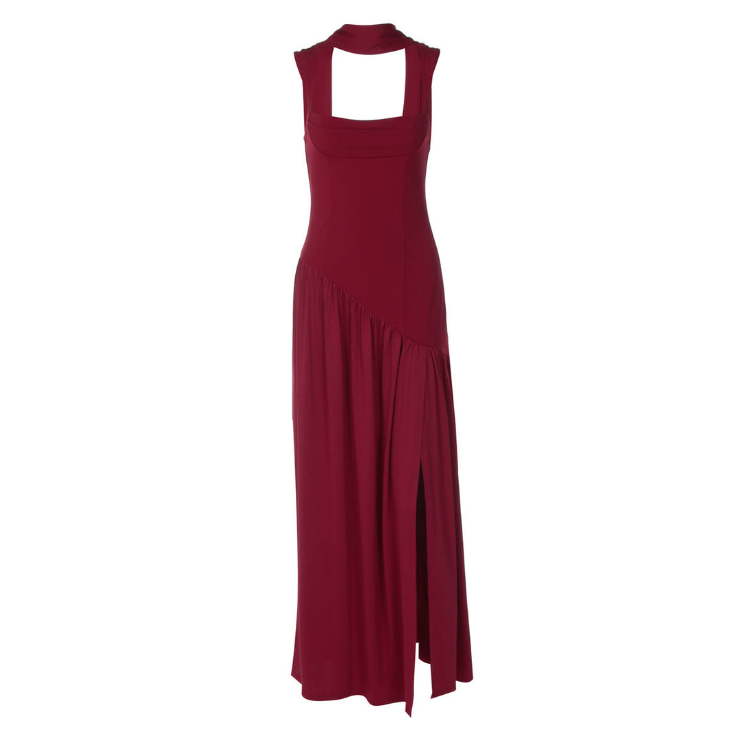 Damen Elegantes Abendkleid mit asymmetrischem Schnitt und tiefem Schlitz Drune