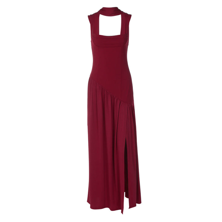 Damen Elegantes Abendkleid mit asymmetrischem Schnitt und tiefem Schlitz Drune
