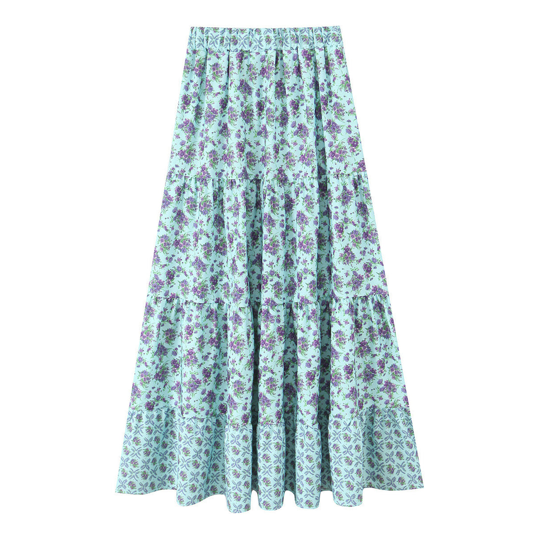 Damen Maxirock mit verspieltem Patchwork-Muster und voluminöser Silhouette Drune