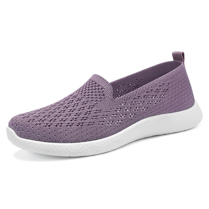 Damen nan nahtloser Strick-Slipper mit perforierter Luftnetzstruktur, ergonomischem Memory-Fußbett und leichter EVA-Dämpfung Drune