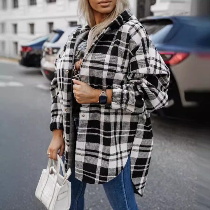 Damen Oversized Hemdkleid im modernen Karomuster Drune