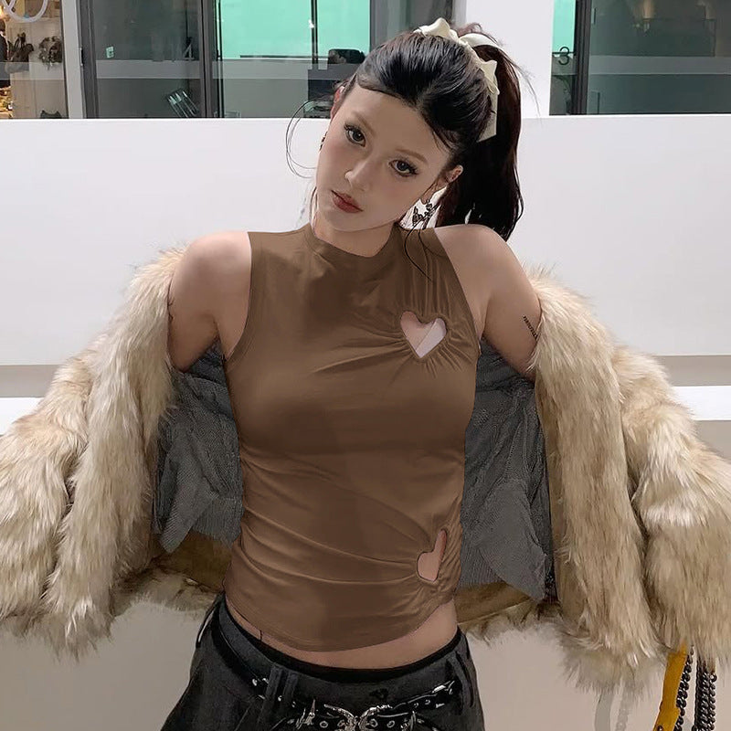 Damen modisches Trägershirt mit herzförmigem Cut-out und figurformendem Schnitt Drune