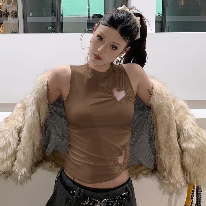 Damen modisches Trägershirt mit herzförmigem Cut-out und figurformendem Schnitt Drune