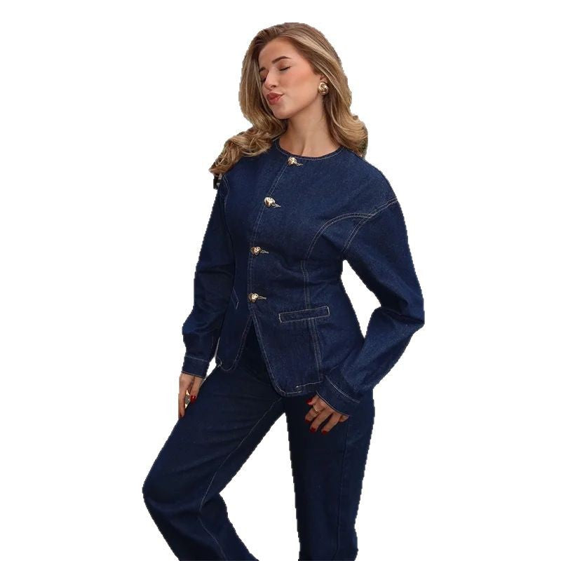 Damen Modische Jeansblazerjacke Drune