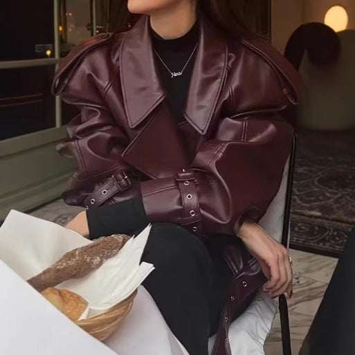 Damen modische Kunstlederjacke Drune