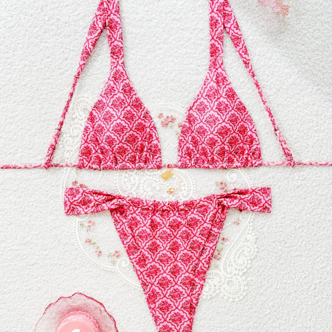 Damen Triangel-Bikini mit floralem Leopardenmuster Drune