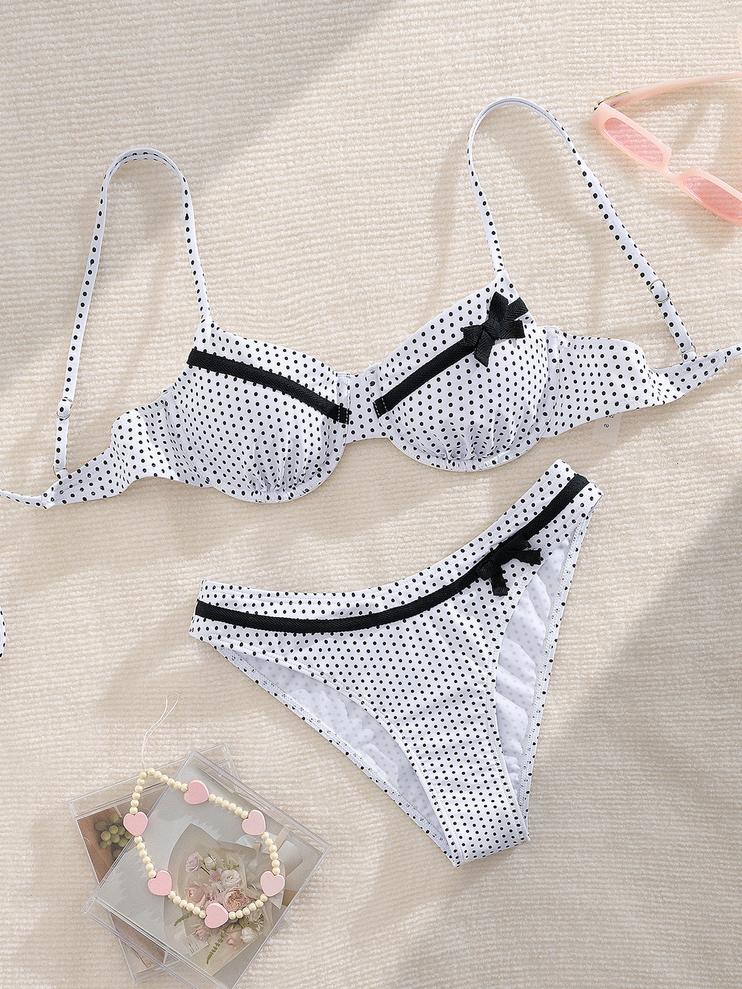 Damen gepunkteter Bikini mit verspieltem Design Drune