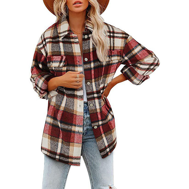 Damen Karierte Baumwolljacke im lässigen Oversized-Schnitt Drune