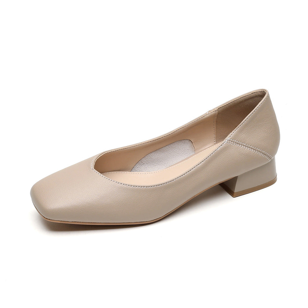 Damen elegante Ballerinas mit quadratischer Kappe und komfortablem Blockabsatz Drune