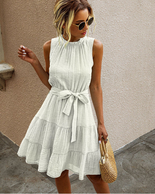 Damen Sommerliches Wickelkleid mit Volants und Taillengürtel Drune