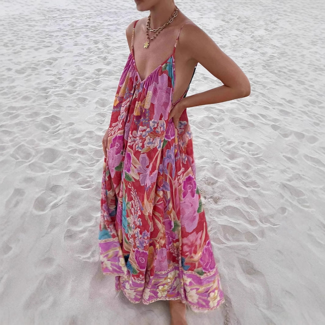 Damen Maxikleid mit floralem Muster Drune