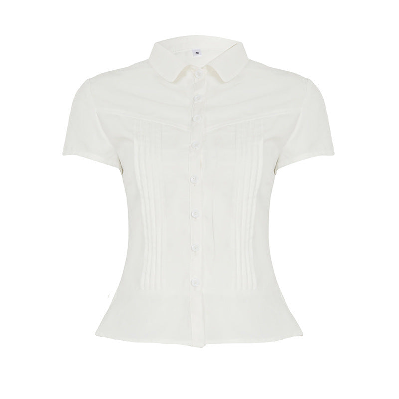 Damen Bluse mit tailliertem Schnitt und dekorativen Falten Drune