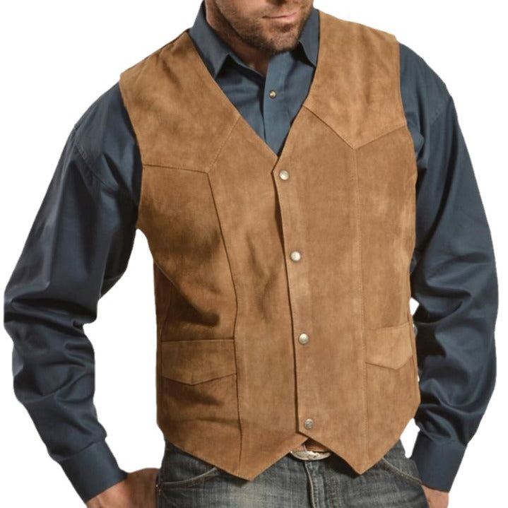 Herren Wildlederweste im rustikalen Look mit praktischen Taschen Drune