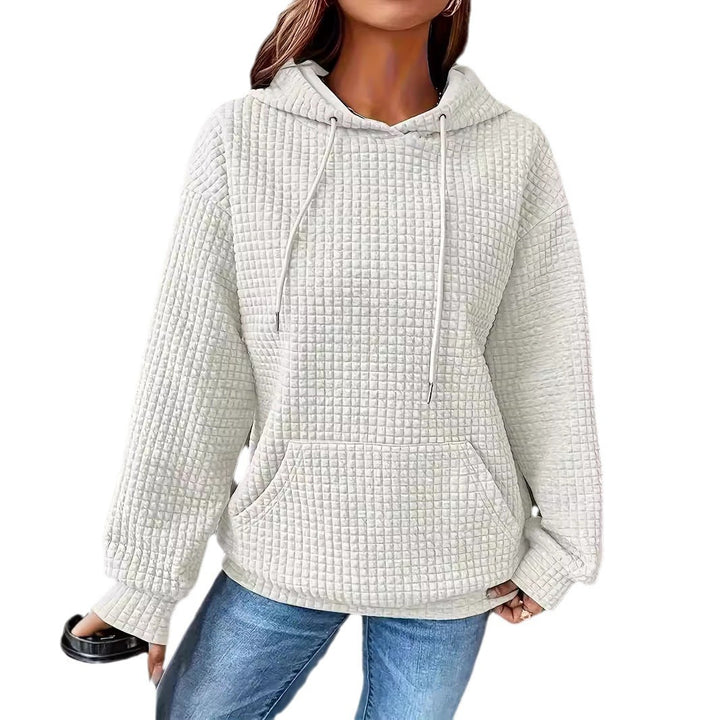 Damen Kapuzenpullover im strukturierten Waffelmuster mit seitlichen Eingrifftaschen Drune