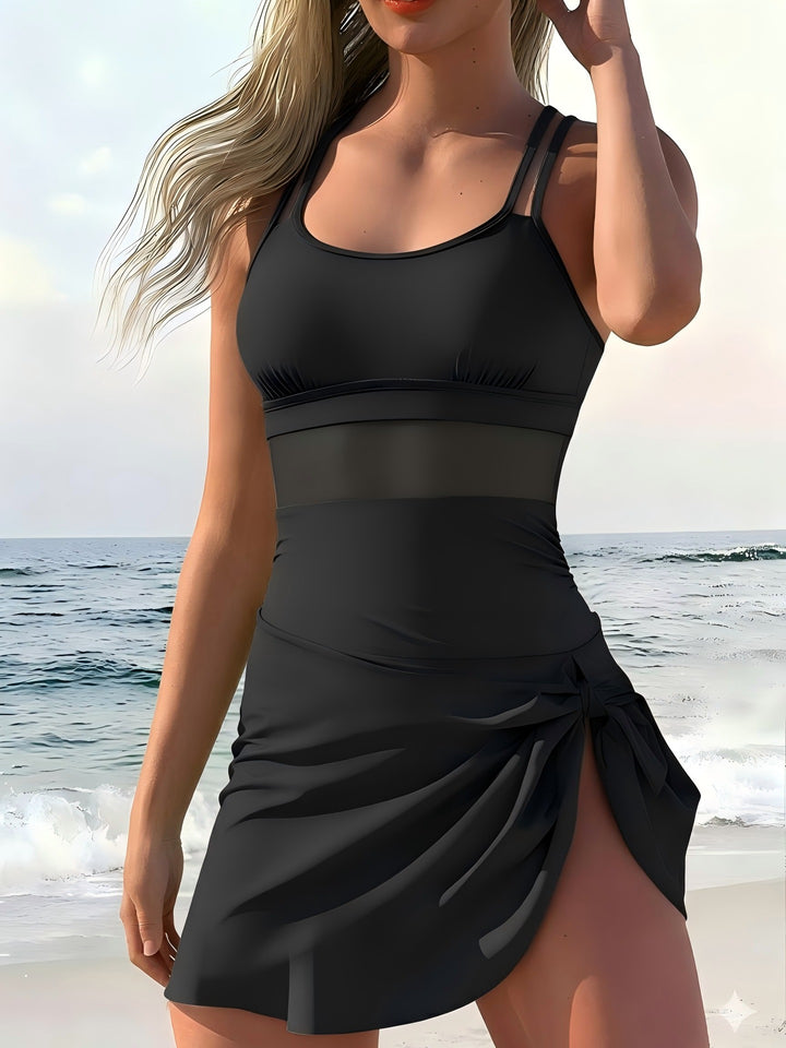 Damen Sportlicher Tankini mit Wickelrock Drune