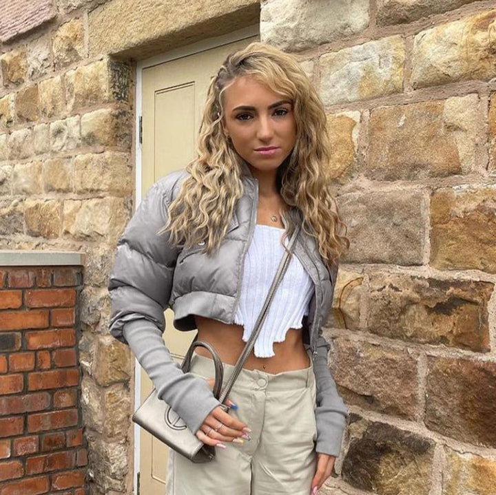 Damen Gekürzte Pufferjacke mit Verlängerten Ärmeln Drune