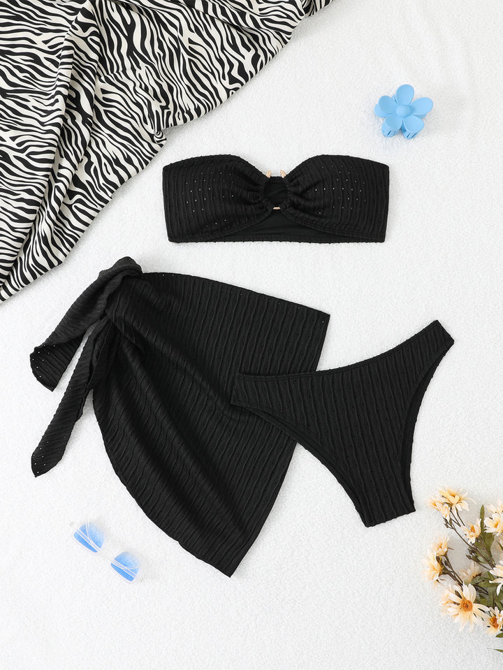 Damen Bandeau-Bikini-Set mit individuell anpassbarem Wickelrock Drune