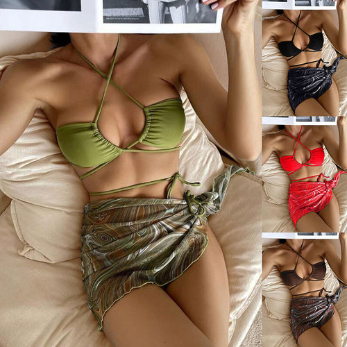 Damen Bandeau-Bikini-Set mit verspieltem Rock Drune