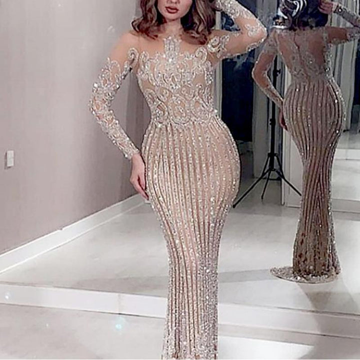 Damen Elegantes Abendkleid mit glitzernden Pailletten und schmalem Schnitt Drune