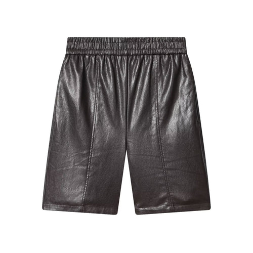 Damen Kunstleder Shorts mit elastischem Bund und modischen Details Drune