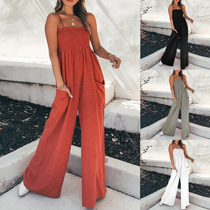 Damen Jumpsuit mit weitem Bein und elastischem Oberteil Drune