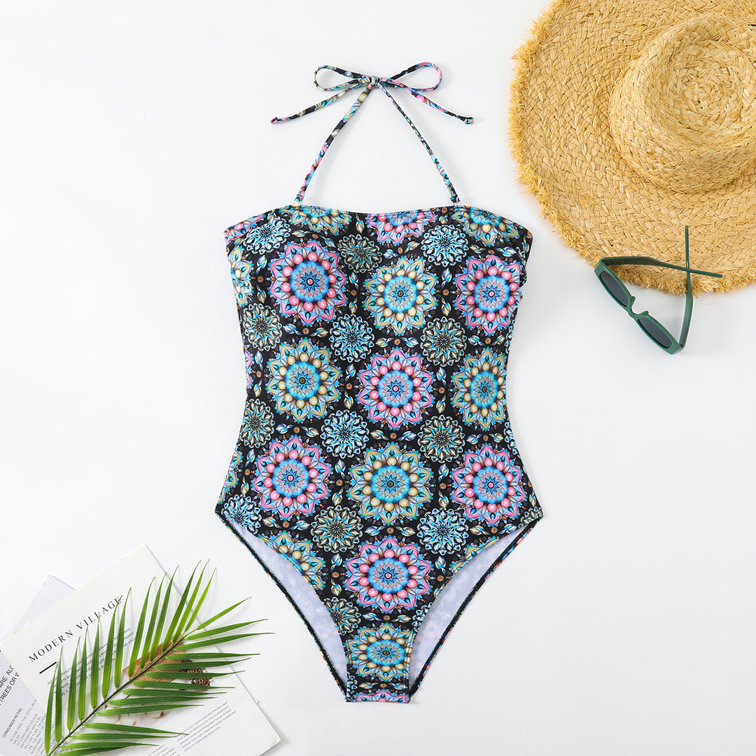 Damen Bandeau-Badeanzug mit einzigartigem Mandala-Muster Drune