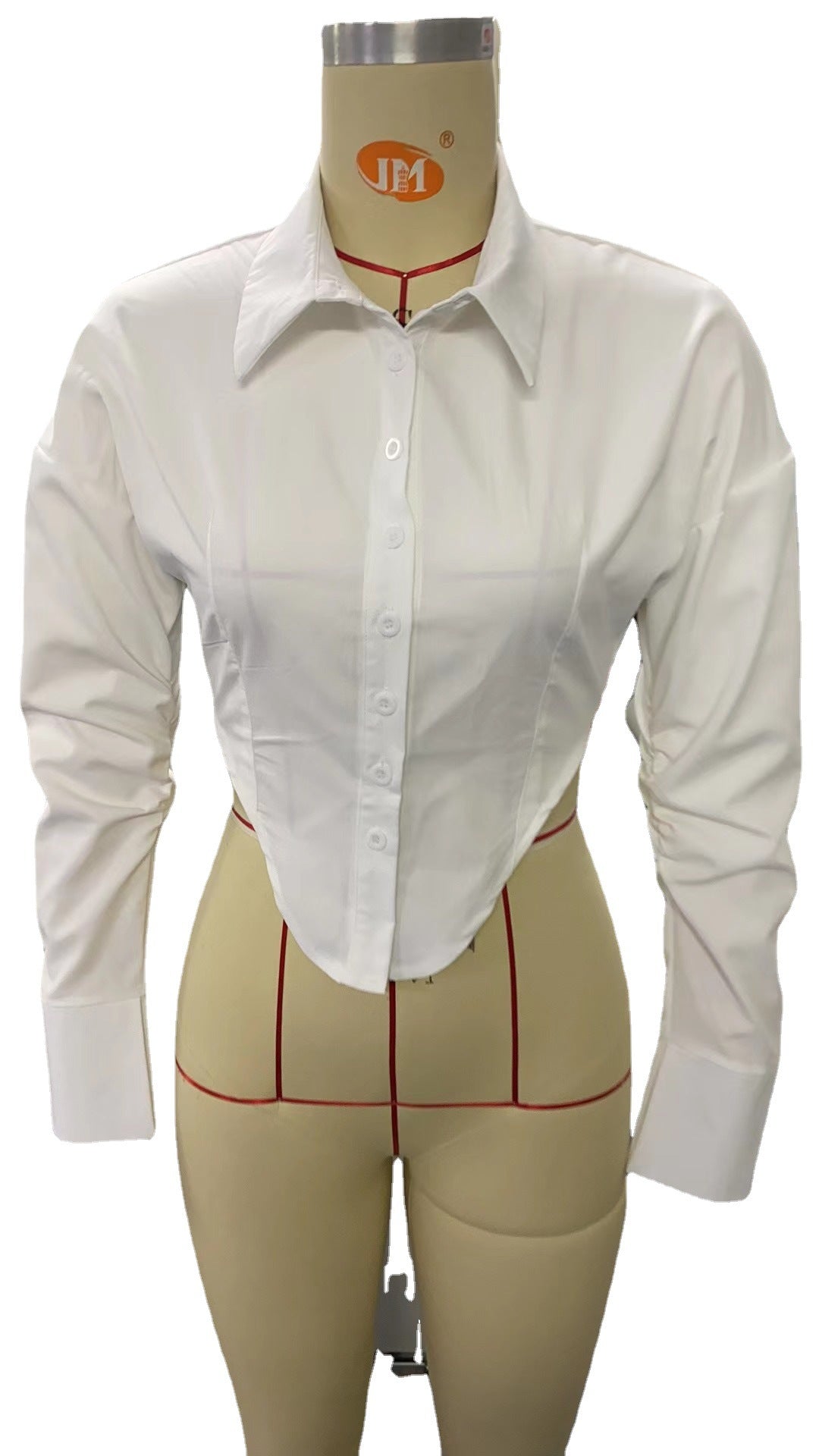 Damen modische Bluse mit elegantem taillierten Schnitt und klassischem Kragen Drune