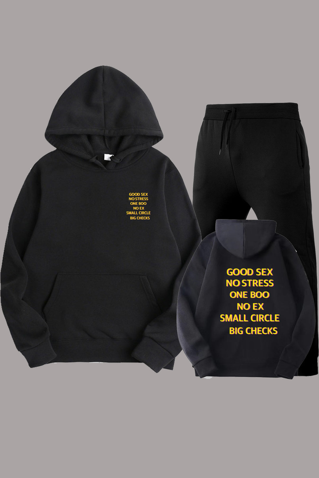 Damen Hoodie- und Jogginghose-Set mit motivierendem Schriftzug und lässigem Schnitt Drune
