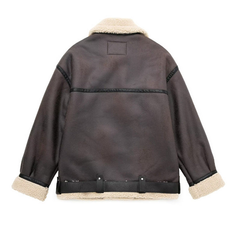 Drune | Braune Lederfliegerjacke für Damen
