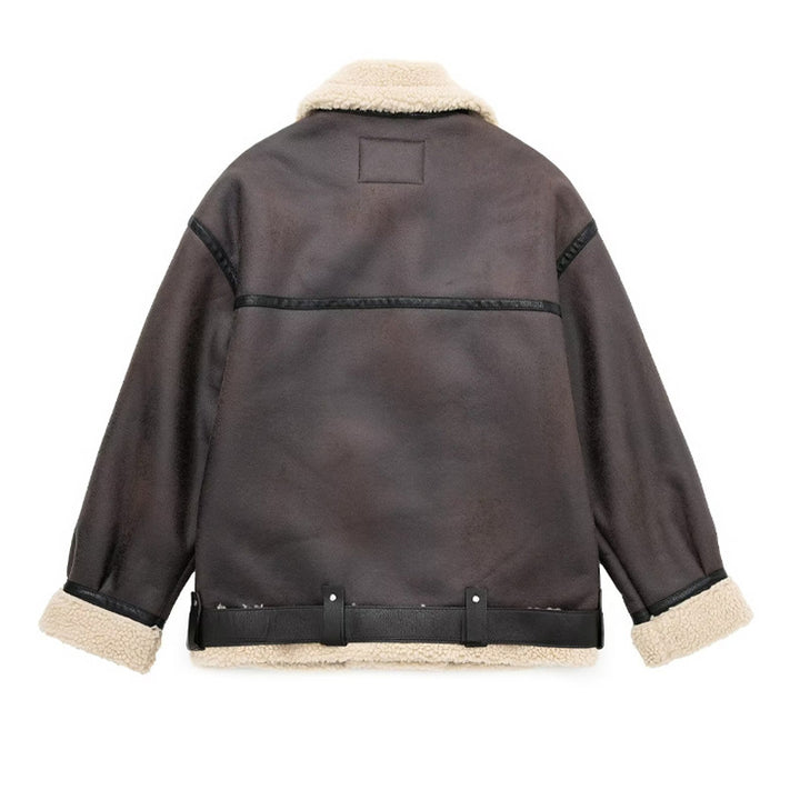 Drune | Braune Lederfliegerjacke für Damen