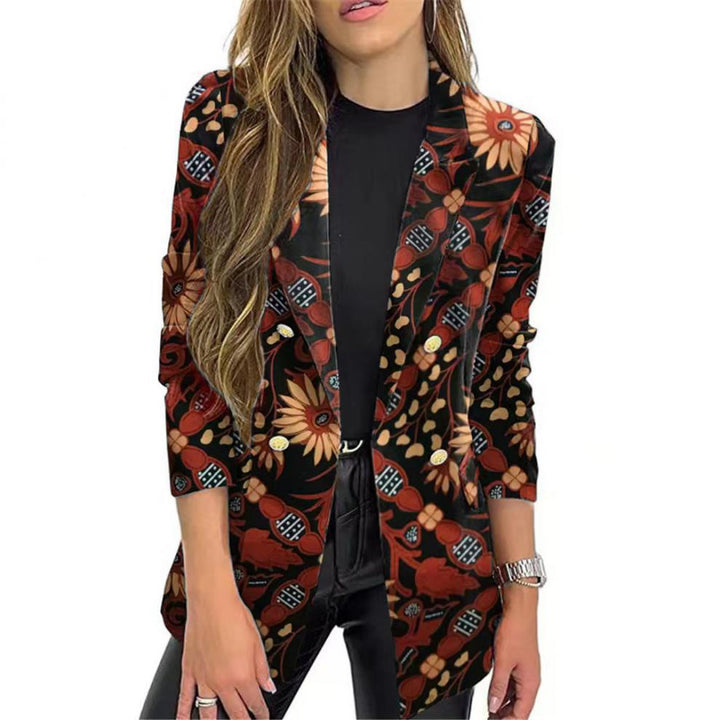 Damen Modischer Blazer mit floralem Muster und oversized Schnitt Drune
