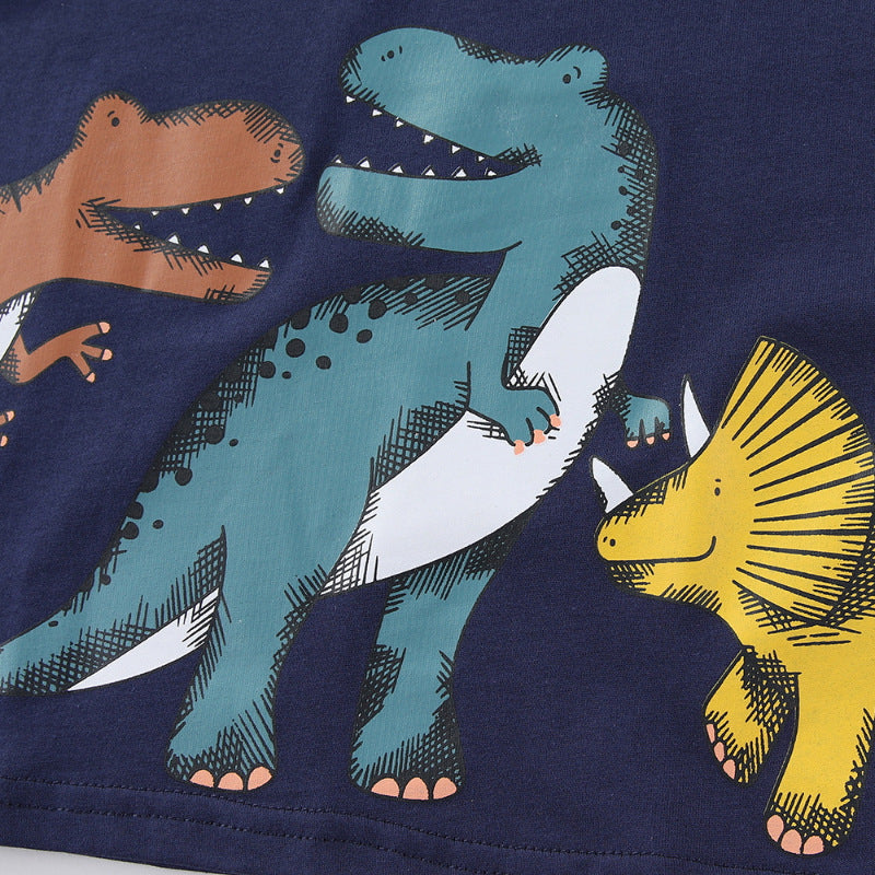 Jungen T-Shirt mit niedlichen Dinosaurier-Applikationen Drune