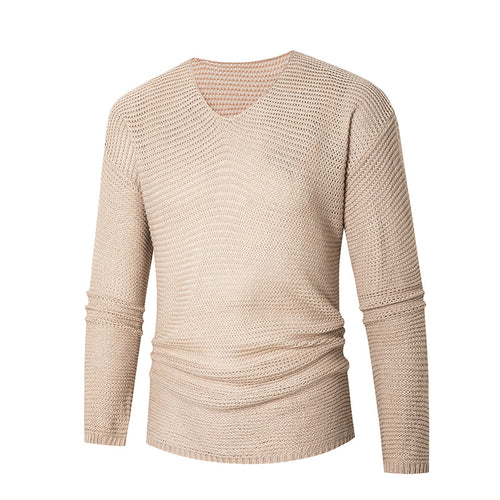 Herren lässiger Strickpullover mit V-Ausschnitt und luftigen Maschen Drune