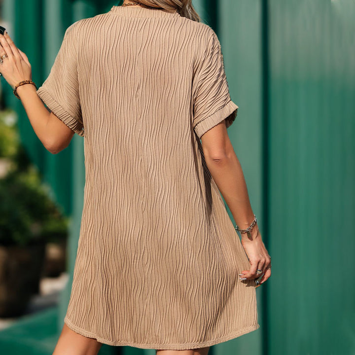 Damen Luftiges Freizeitkleid mit modischem V-Ausschnitt und strukturiertem Design Drune