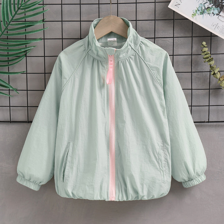 Damen nan leichte winddichte Sommerjacke mit Stehkragen elastischen Bündchen Drune