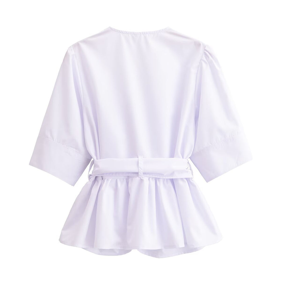 Damen elegante Bluse mit Schleifendetails Drune