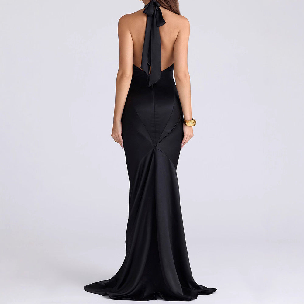Damen Hochwertiges Abendkleid mit raffiniertem Schlüsselausschnitt Drune