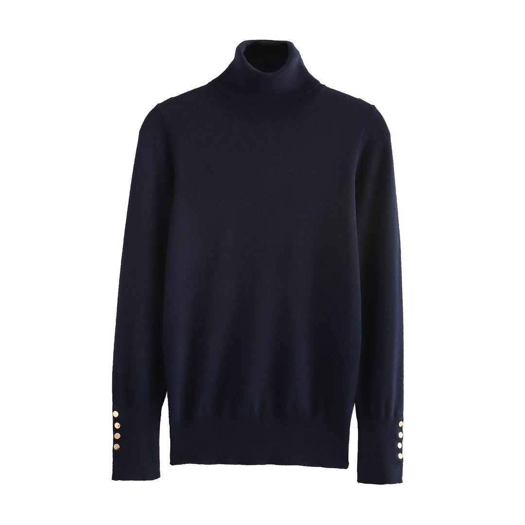 Damen Rollkragenpullover mit eleganten Knopfdetails Drune