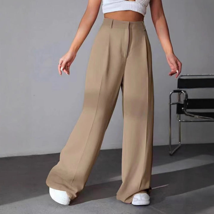 Damen weite Hochtaillen-Hose mit eleganter Faltenlegung und zeitgemäßem Schnitt Drune