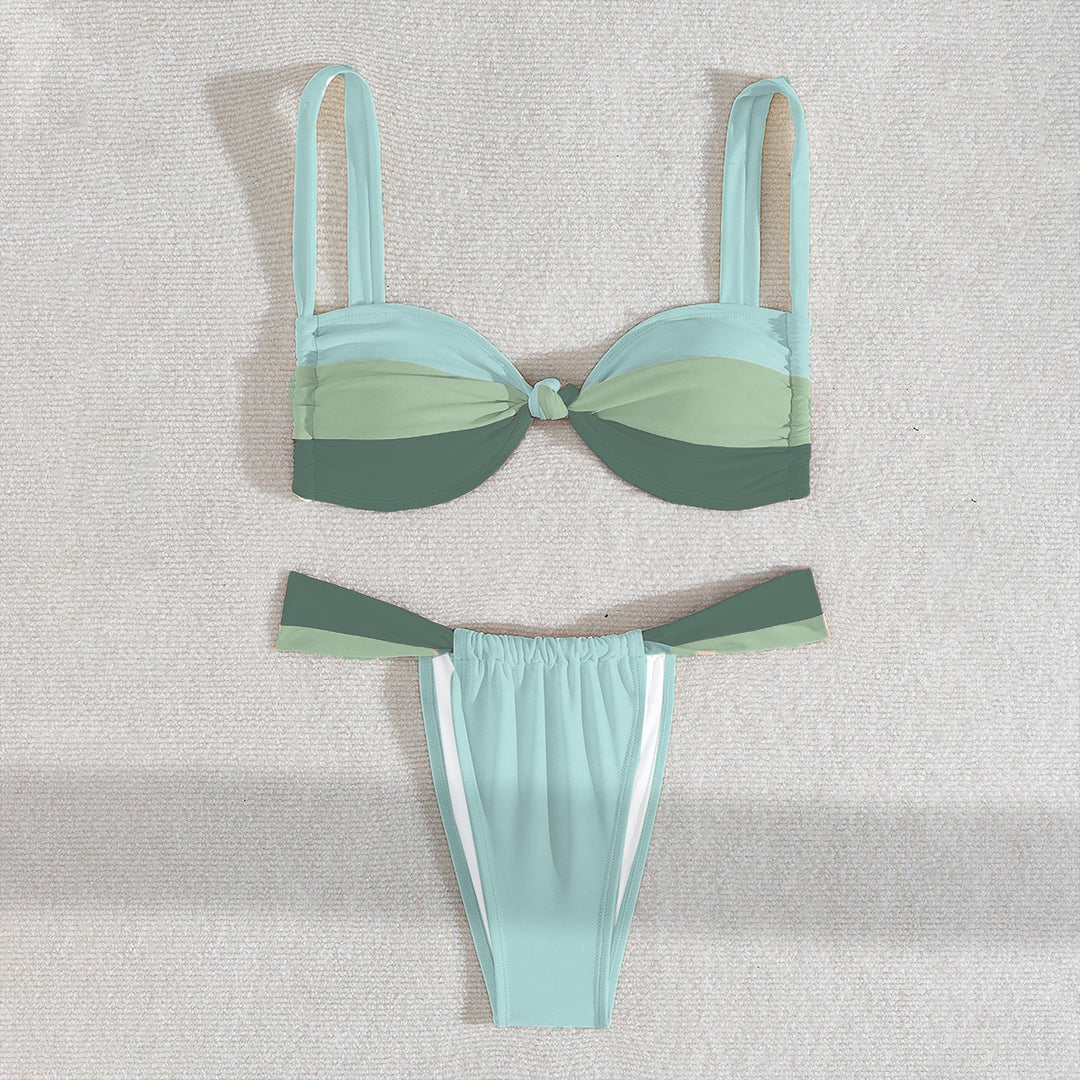 Damen Triangel-Bikini mit elastischem Bund und modischem Knotendesign Drune