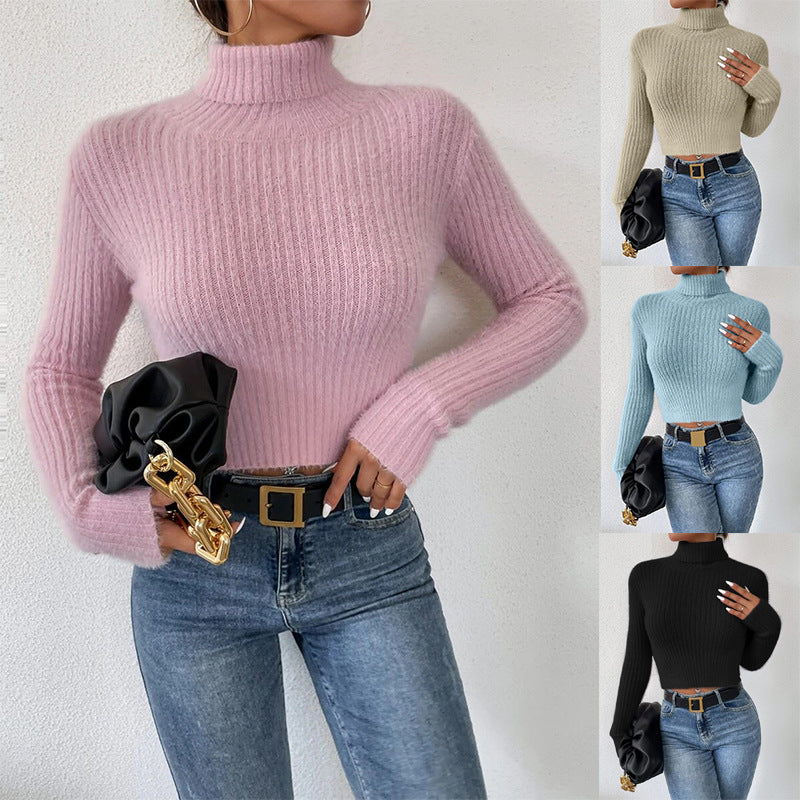 Damen Feinstrickpullover mit Stehkragen und modernem Rippdesign Drune