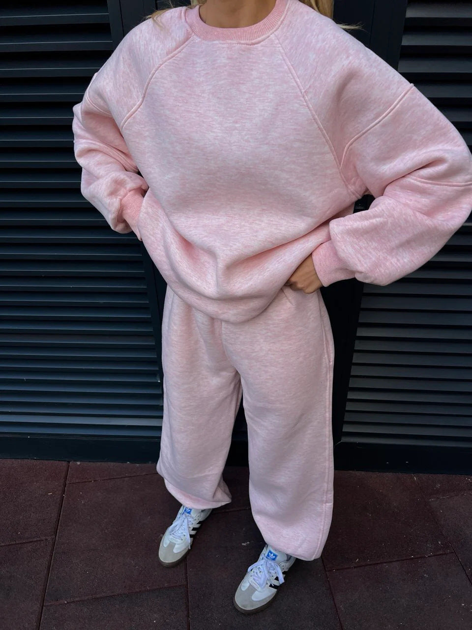 Damen lässiges Sweatshirt und weit geschnittene Jogginghose Set Drune