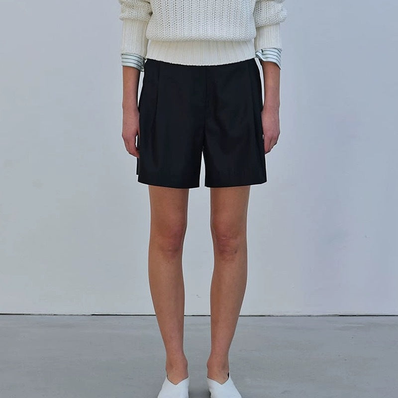 Damen elegante Hotpants mit hohen Bund und praktischen Taschen Drune