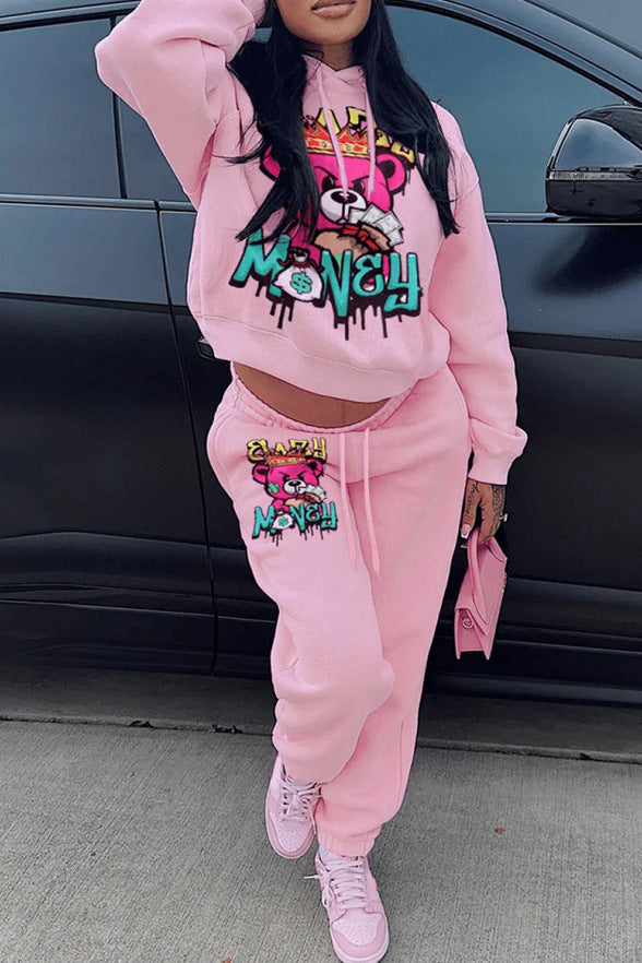 Damen Freizeitanzug mit stylischem Cartoon-Motiv Drune