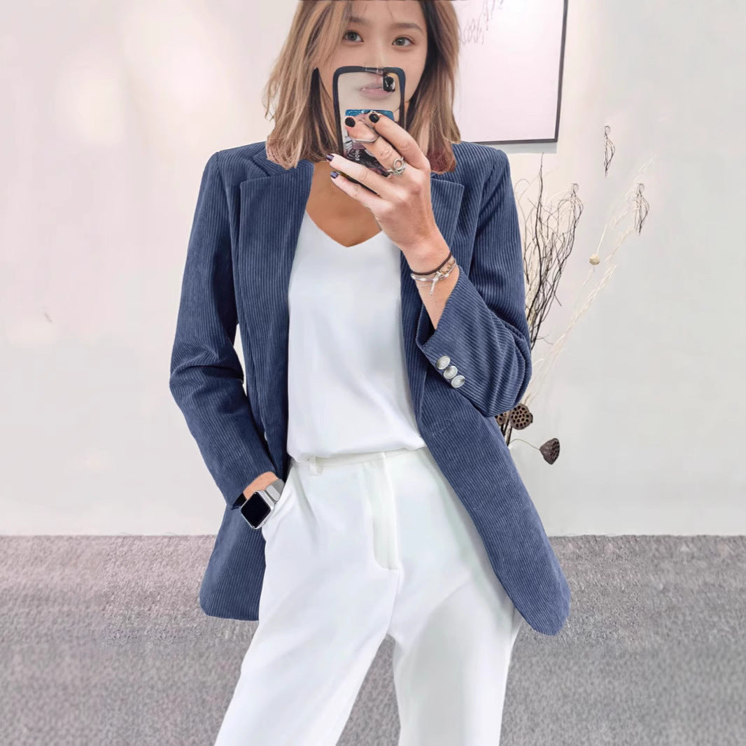 Damen Hochwertiger Cordblazer mit schmalem Schnitt und eleganten Details Drune