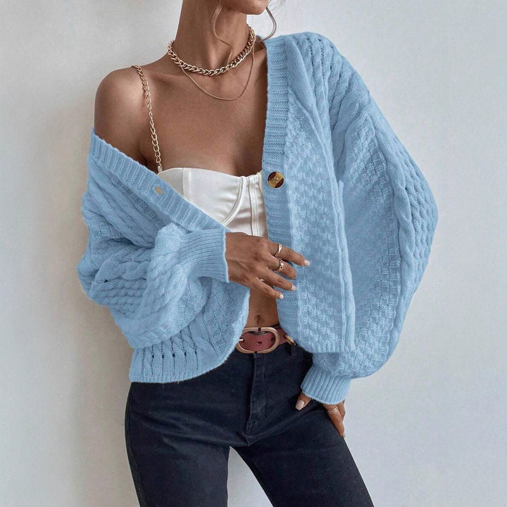 Damen verspielte Strickjacke mit Knöpfen und strukturierter Oberfläche Drune
