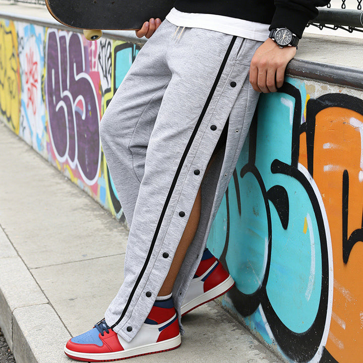 Unisex nan leichte Sport-Trainingshose mit Druckknopfleiste und elastischem Kordelbund Drune