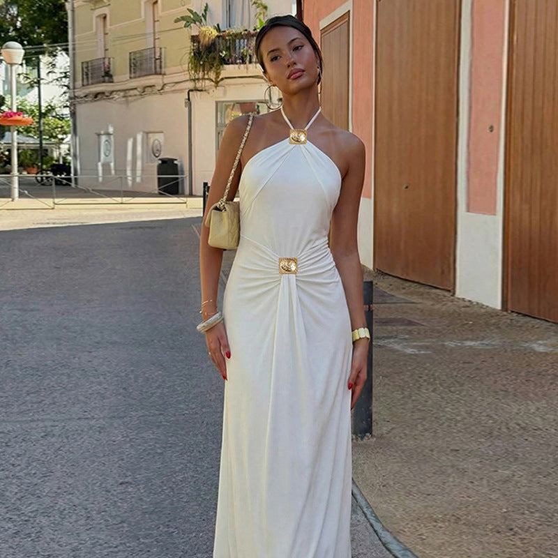 Damen Elegantes Wickelkleid mit raffiniertem Halterneck Drune