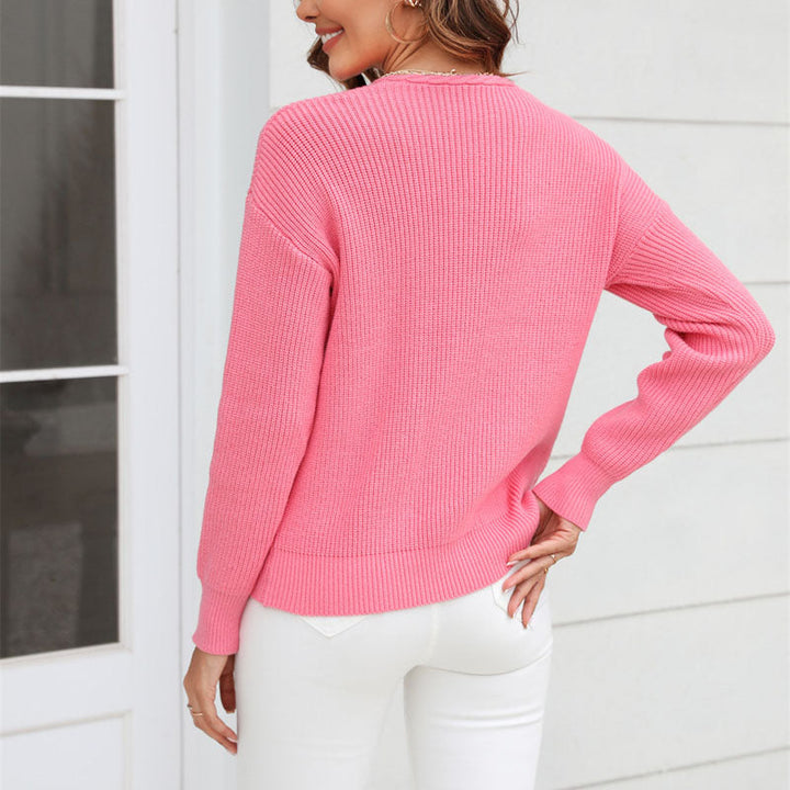 Drune | Damen Strickpullover mit V-Ausschnitt in lockerer Passform