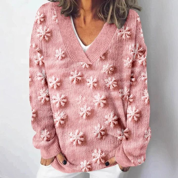Damen Strickpullover mit kunstvollem Landschaftsmuster Drune